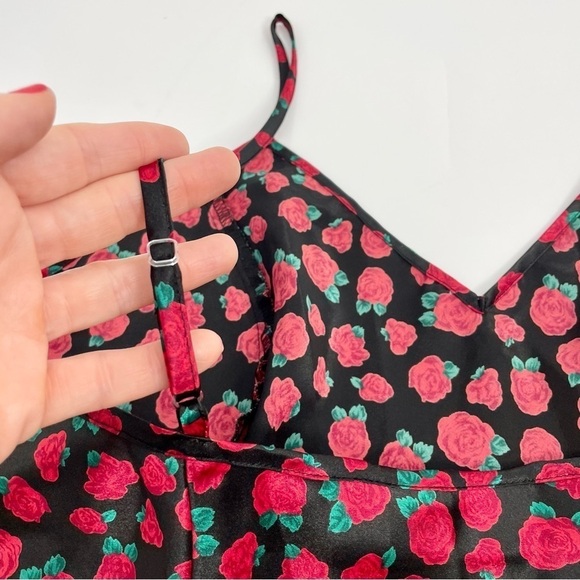 Delicates Rosebud Whimsigoth Lingerie Y2K Mini Satin Slip Dress L Dolls XX - Picture 10 of 11